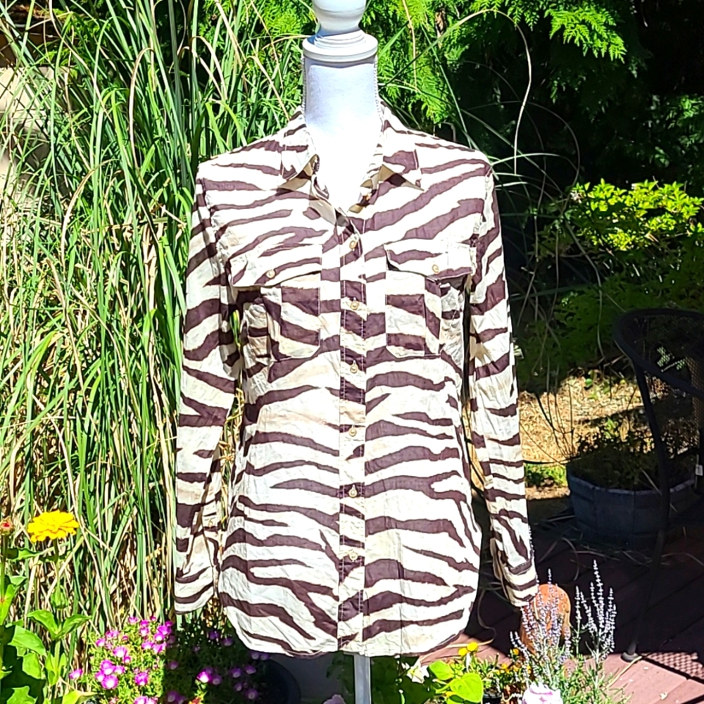 Lauren Ralph Lauren zebra print lightweight blouse, size M